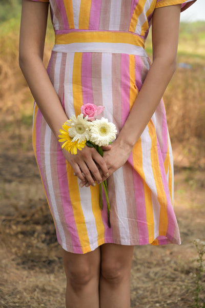 Multicolour 'Magic' Striped Cotton Dress