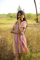 Multicolour 'Magic' Striped Cotton Dress