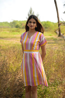 Multicolour 'Magic' Striped Cotton Dress
