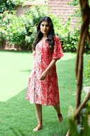 Red White 'Posh' Paisley Print Cotton Dress