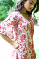 Red White 'Posh' Paisley Print Cotton Dress