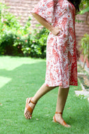 Red White 'Posh' Paisley Print Cotton Dress