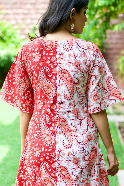 Red White 'Posh' Paisley Print Cotton Dress