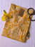 "Basant" Yellow Floral Angrakha Cotton Kurta - M