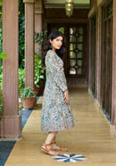 Olive 'Floral Fitoor’ Hand Block Printed Cotton Dress