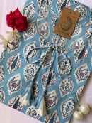 Powder Blue Hand Block Printed Cotton Kurta