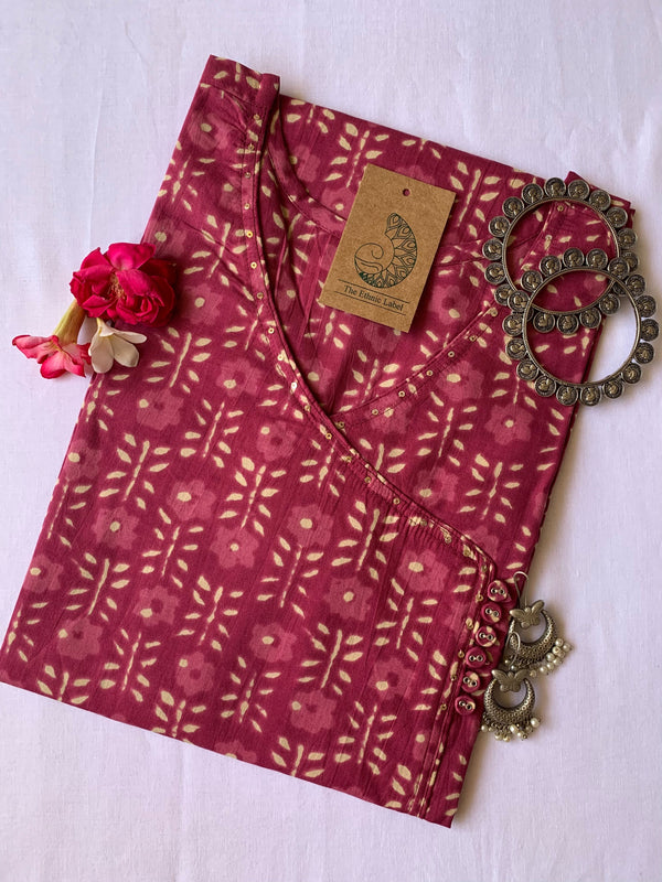 Bagru Hand block printed Angrakha Cotton Kurta