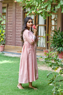 Pink 'Panache' Hand Block Printed Cotton Striped Dress