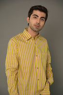 "Forest" Green Striped Cotton Shirt