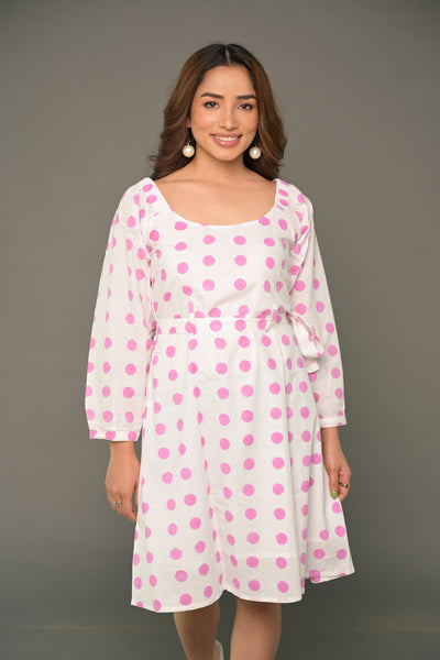 Pink Polka "Soulmate" Cotton Dress & Shirt Combo