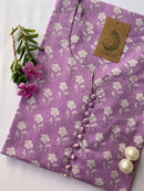 Hand Block Printed "Daisy" Lavender Cotton Kurta