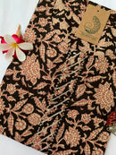 Black Bagru Floral Jaal Cotton Kurta