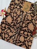 Black Bagru Floral Jaal Cotton Kurta