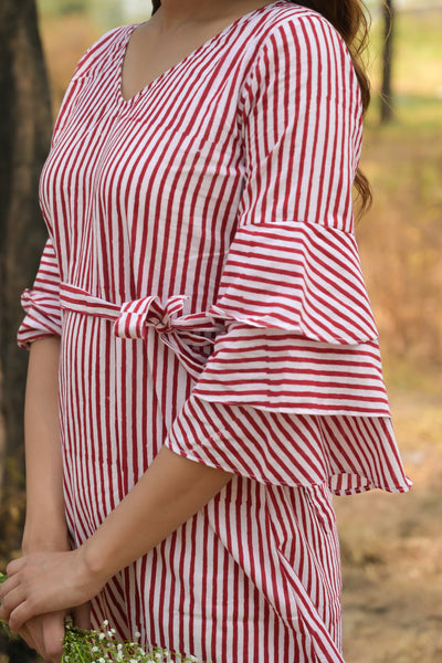 White & Red 'Spectacular' Striped Cotton Dress