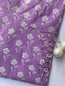 Hand Block Printed "Daisy" Lavender Cotton Kurta