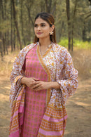 Pink & White 'Wishful' Cotton Kurta Set with Dupatta