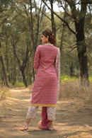 Pink & White 'Wishful' Cotton Kurta Set with Dupatta