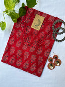 Roohani Bagru V neck Kantha Hand Block Printed Cotton kurta - S