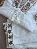 White Basant Hand Embroidered Kurta Set(3pc)