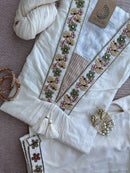White Basant Hand Embroidered Kurta Set(3pc)