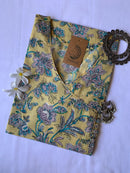 Summer Fresh Hand Block Printed Angrakha Cotton Kurta