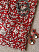 Maroon Bagru Angrakha Cotton Kurta-S, XL, XXL