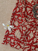 Maroon Bagru Angrakha Cotton Kurta-S, XL, XXL