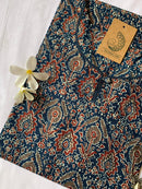 Blue Ajrakh Laced Cotton Kurta - M