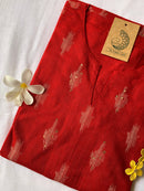 Red Handcrafted Ikat Cotton Kurta - M