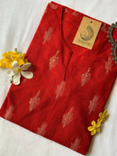 Red Handcrafted Ikat Cotton Kurta - M