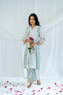 "Rubaroo" Hand Block Printed White Suit Set