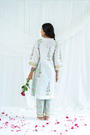 "Rubaroo" Hand Block Printed White Suit Set