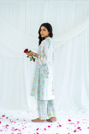 "Rubaroo" Hand Block Printed White Suit Set