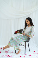 "Rubaroo" Hand Block Printed White Suit Set