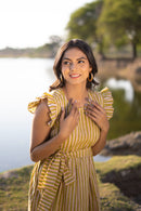 Green Striped Cotton Dress