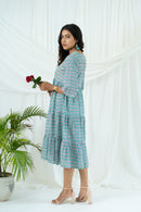 Blue Boota Tiered Cotton Dress