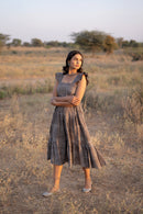 Grey ‘Glory’ Striped Tiered Cotton Dress