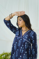 Hand Block Printed Indigo Cotton dress