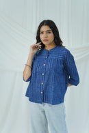 Hand Block Printed Indigo Dabu Shirt