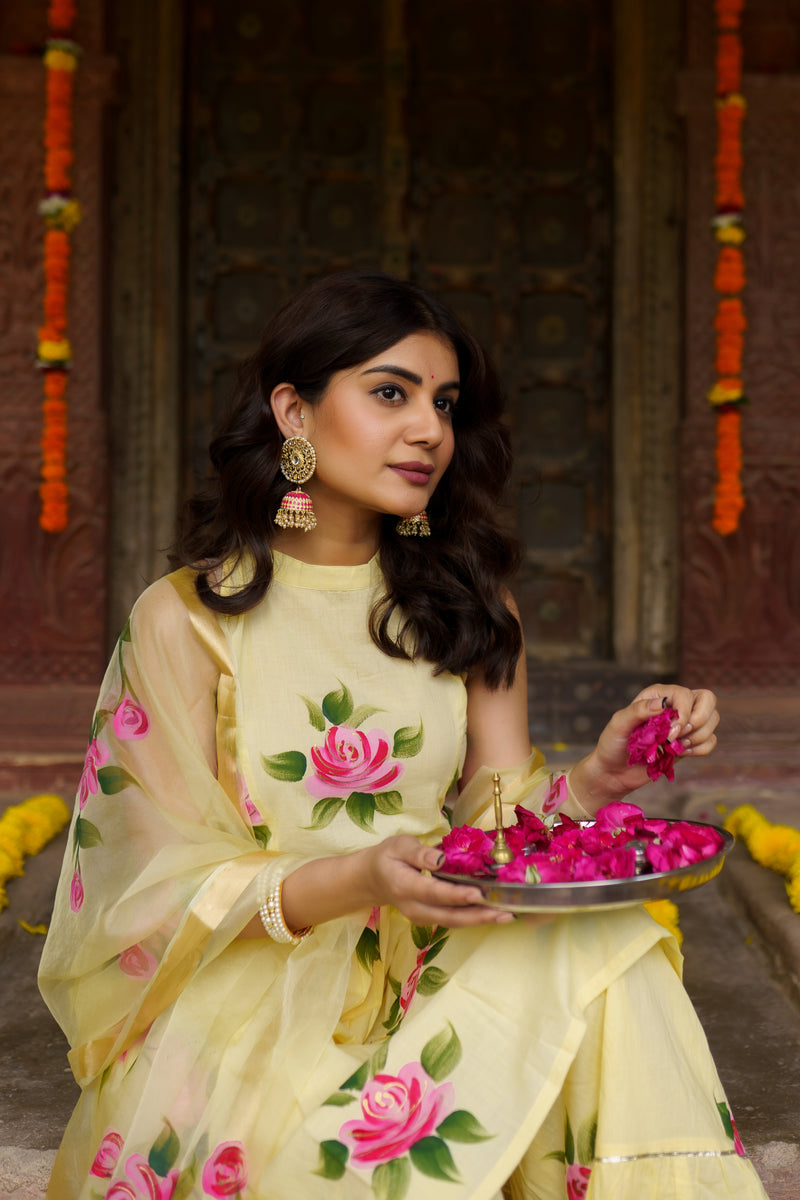 Bright Yellow Sharara Set main image 1