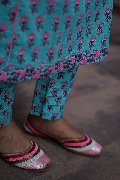 "Amora" Sky Blue Cotton Suit Set- XS