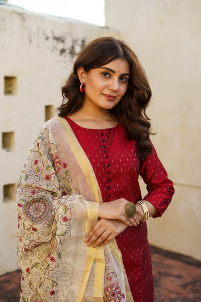 Red Sitara Chanderi Sharara Set