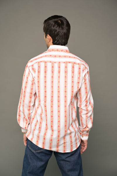 Orange Striped Cotton Shirt