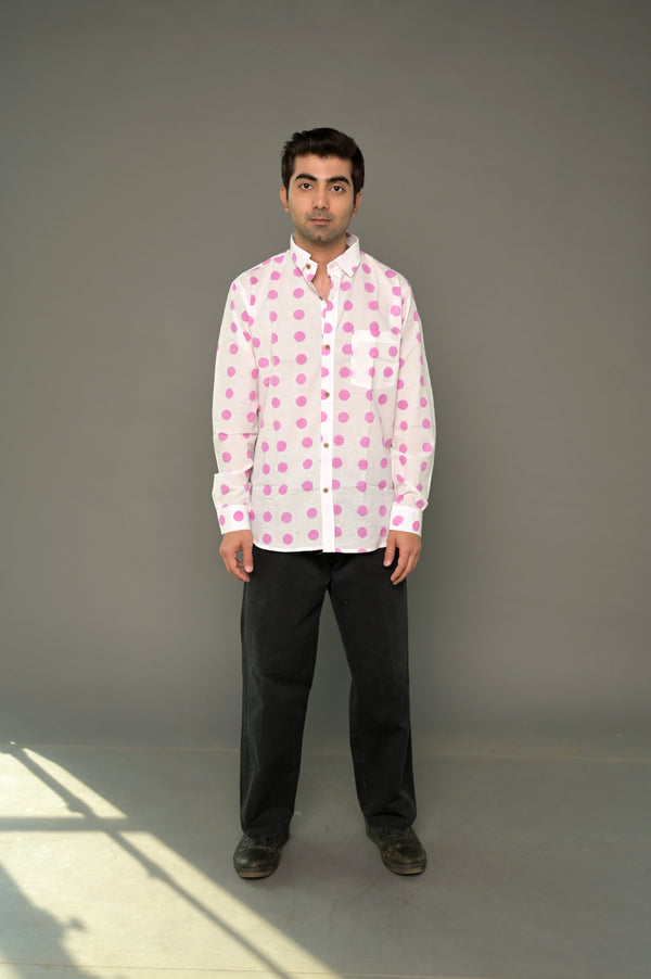 "Soulmate" Pink Polka Dot Cotton Shirt
