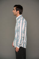 Hand Block Printed Blue Striped Cotton Shirt