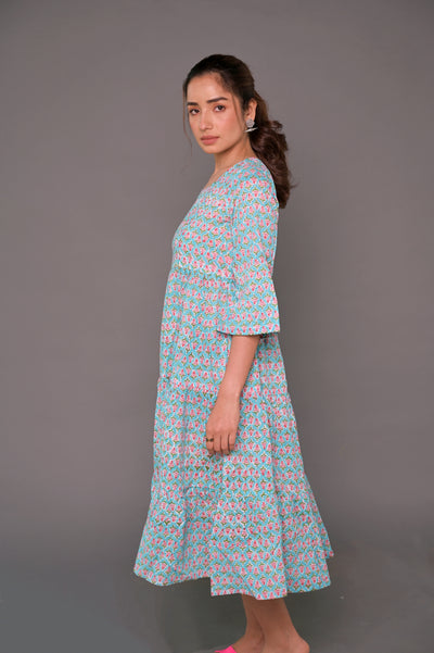 Blue Boota Cotton Dress & Shirt Combo