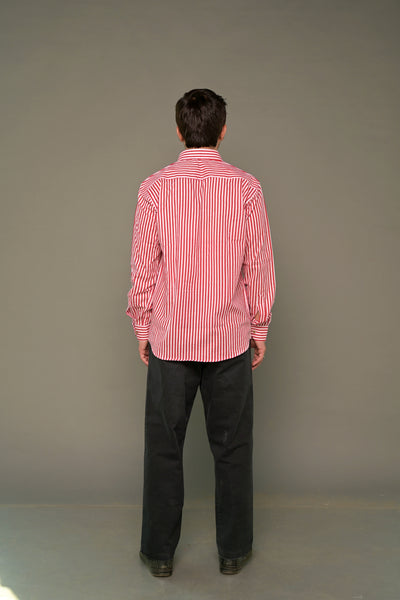 "Rose" Red Striped Cotton Shirt