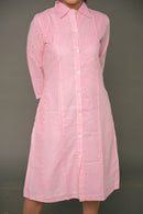 White & Pink 'Sassy' Cotton Shirt Dress