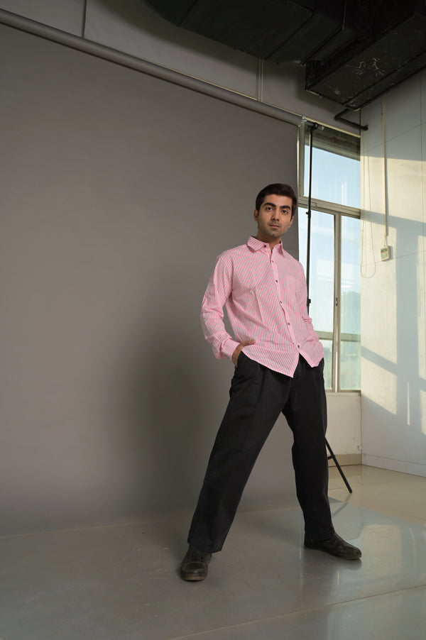 Pink striped Cotton Shirt