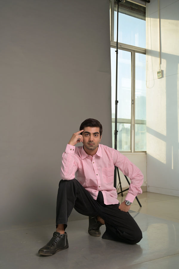 Pink striped Cotton Shirt